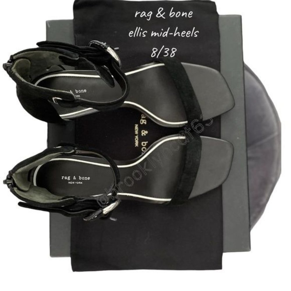 Rag & Bone Ellis Sandals Heels Leather Suede Black 8 - Picture 10 of 16